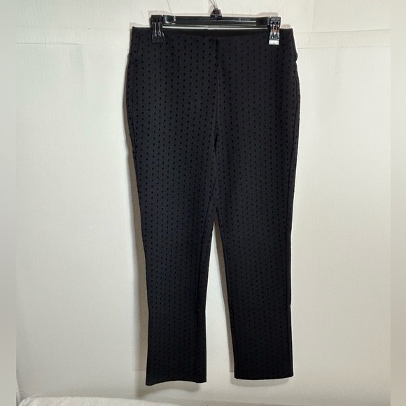 Soft Surroundings Pants - Soft Surroundings Black Pants with Black Velvet Polka Dots, Straight Leg